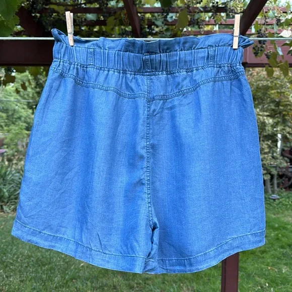 🌺 THREAD & SUPPLY; Ruffle Waist - Stretchy Light Blue Jean Style Shorts; Sz. XL - Picture 3 of 9
